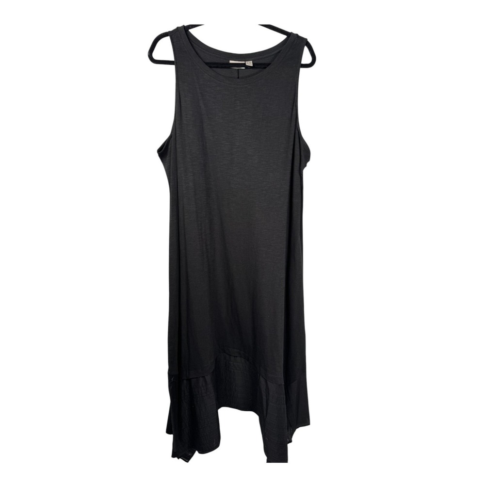 LOGO Lori Goldstein Midi Dress‎ Sz 2X Black Sleeveless Asymetrical Lagenlook